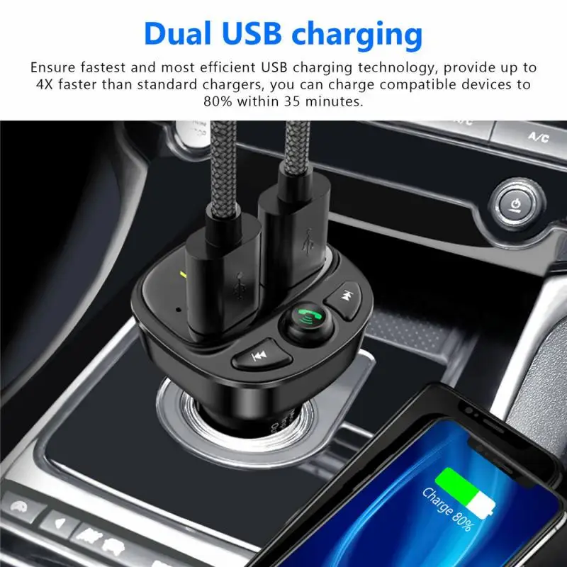 Беспроводной Bluetooth 5 0 FM передатчик QC3.0 автомобильное зарядное устройство USB