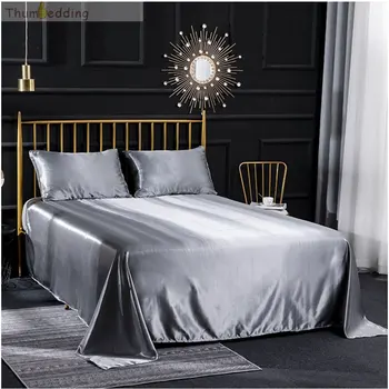 

Thumbedding White Luxury Satin Silk Bedding Set King Soft Touching Duvet Cover Set Queen Comfortable Bed Cover with Pillowcase