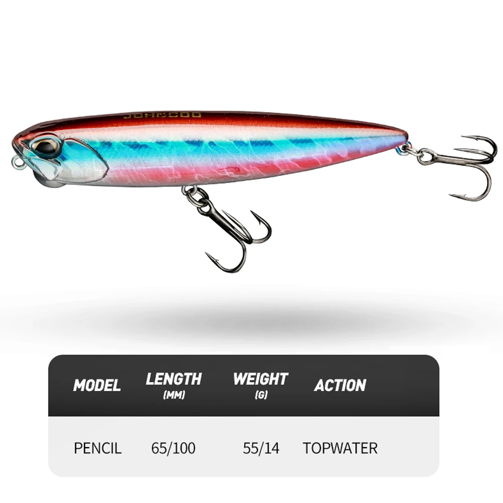 Floating PENCIL 100mm Topwater Lure 14g Swim Crankbait Whopper Artificial Bait Trolling Bass Pike Lure Walk 3D Eye - 6