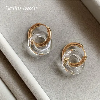 

Timeless Wonder Crystal Glass Geo Circle Drop Earrings Women Jewelry Punk Gothic Designer Boho Top Kpop Ins Fancy Rare New 3679