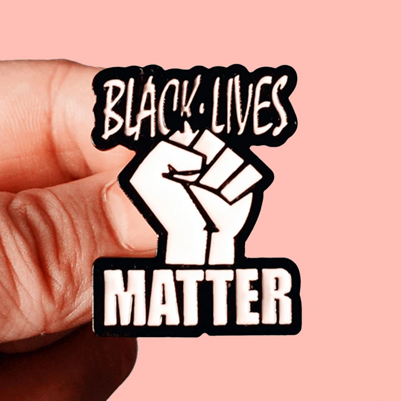 Raised Fist Hand of Solidarity Black Enamel Badge Brooch Lapel Pin 