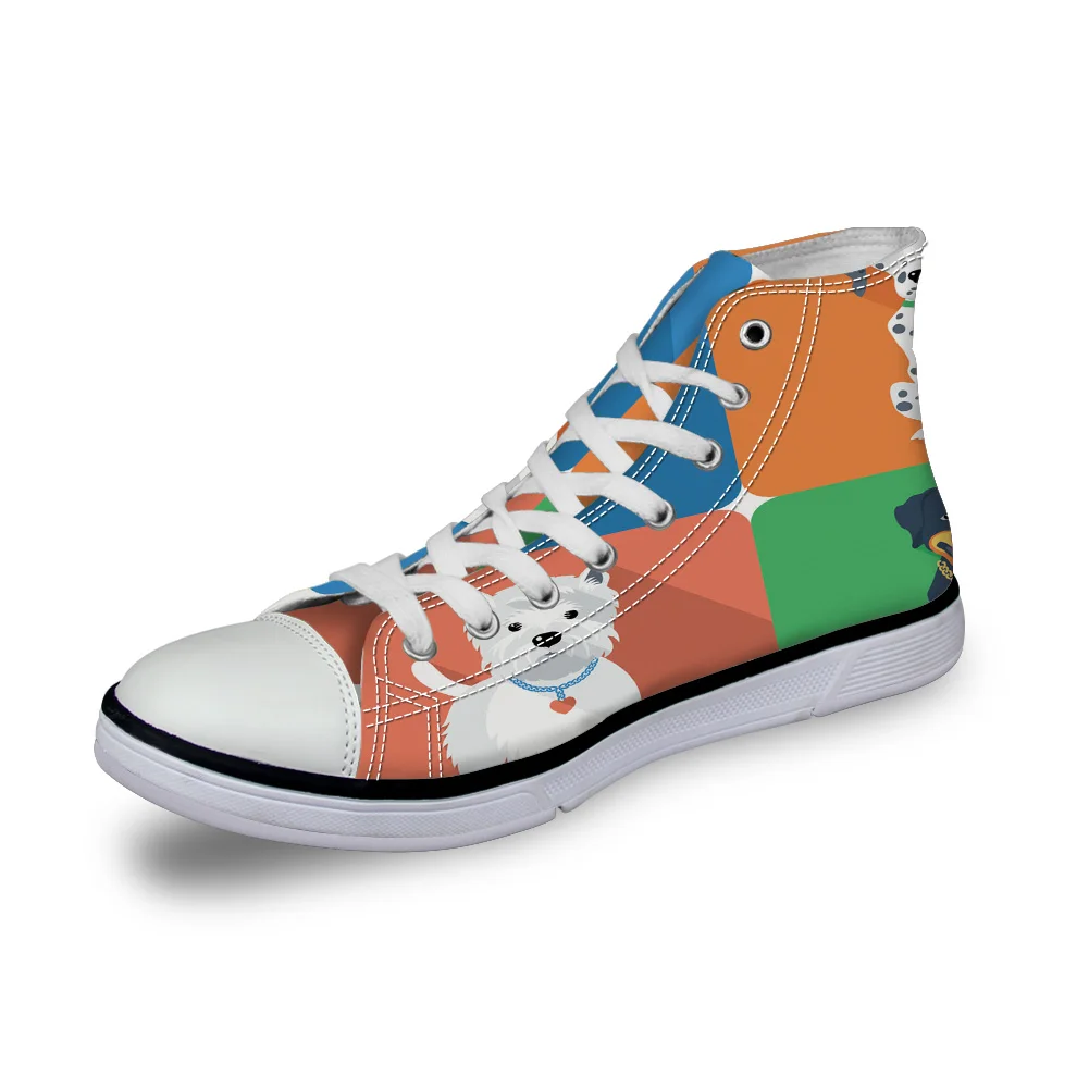 

WHEREISART Women Canvas Shoes Pet Dog Bulldog Animal Colorful Cartoon High Top Flats Unisex Vulcanized Shoes Female Casual Shoes