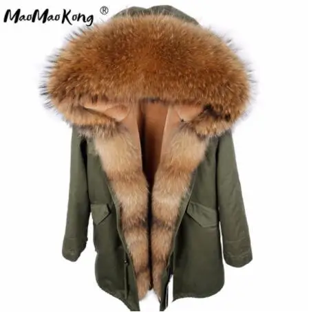 ED1-6 maomaokong Женская парка с натуральным мехом, зимняя куртка с капюшоном, пальто, парки, пальто с искусственным мехом, куртка с подкладкой, длинное пальто - Цвет: ED1-6