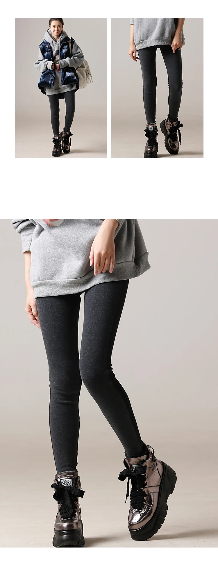 fleece leggings MICOCO A2103A Artistic large size elastic slim color patchwork elastic waist thickened leggings women legging