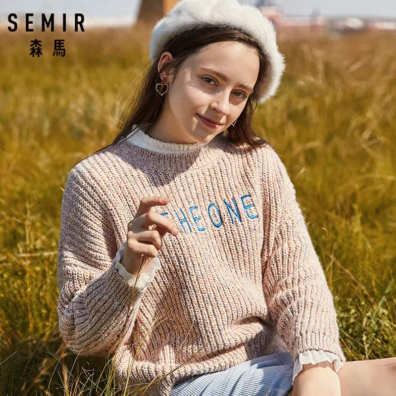 SEMIR, Женский Зимний пуловер, свитера с круглым вырезом, Женский плотный свитер, Pull Femme Sweter Mujer, короткий, Femninino,, зимний свитер