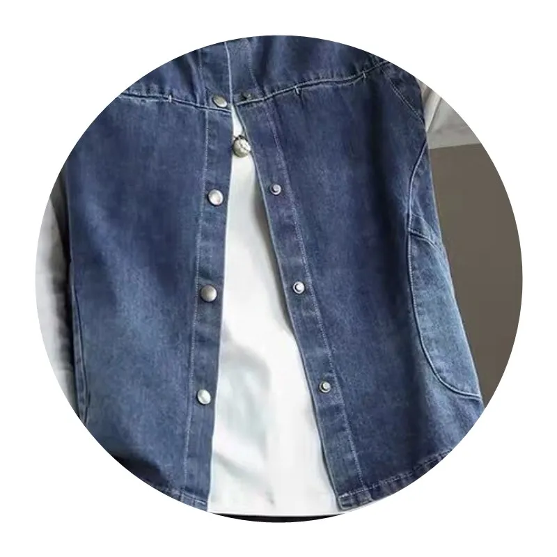 Retro-style denim vest vest women's casual jacket with sleeveless waistcoat for age reduction in spring and autumn.