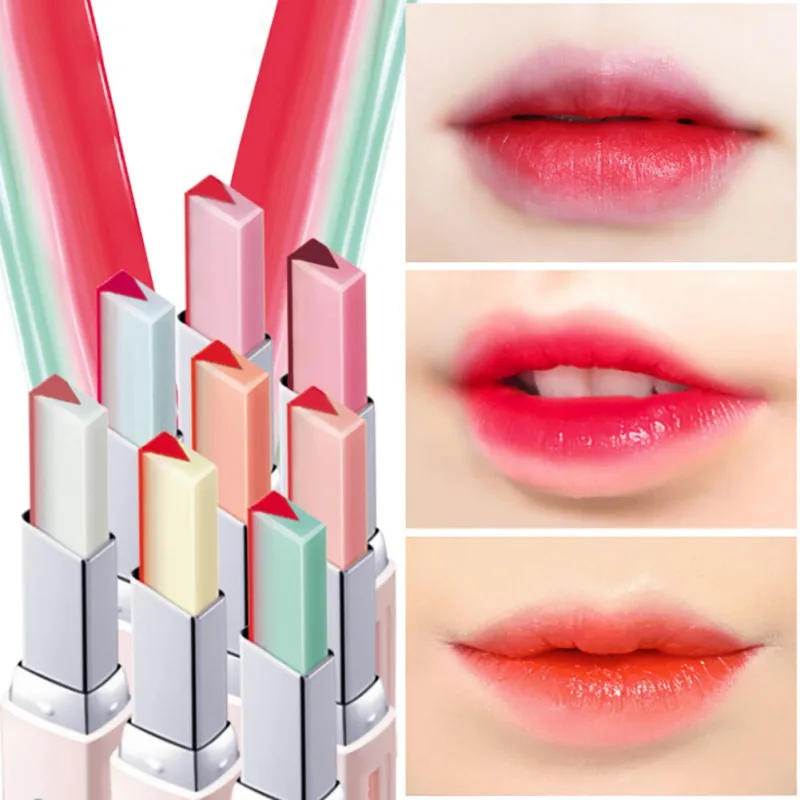 

Double Color V-Shaped Lipstick Waterproof Long-Lasting Moisturizing Lip Gloss Cosmetic Easy to Color