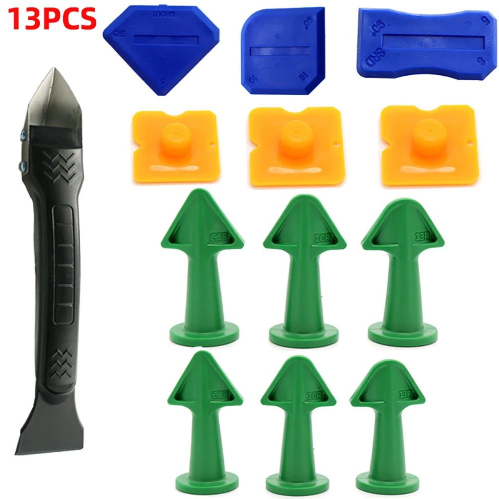 

13 Pcs Glue Shovel Caulk Finisher Sealant Smooth Scraper Grout Kit Tools Glue Nozzle Cleaning Tile Dirt Tool Spatula Glue Shovel