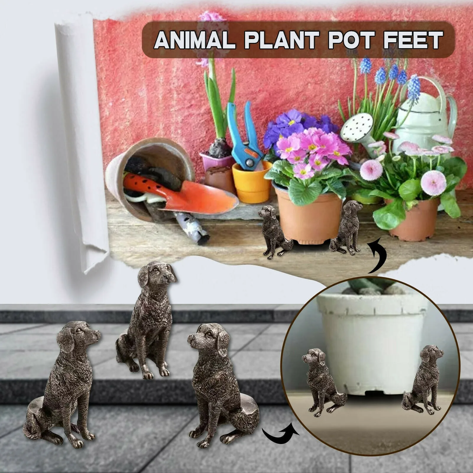 Resin Animal Plant Pot Planter Support Feet