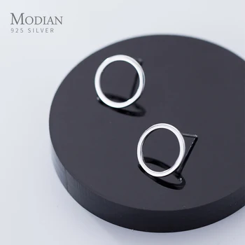 

Modian Simple Geometric Stud Earring for Women Fashion Authentic 925 Sterling Silver Round Ear Stud Fine Jewelry 2020 New