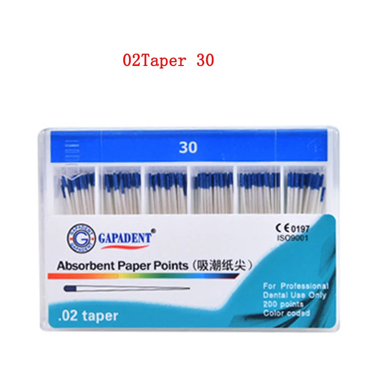 02 taper 30 200 шт./упак. стоматологической продукции стоматологические впитывающие Бумага точек корень эндодонтическая поглощения натуральный хлопок волокно protaper корень материалов - Цвет: 02 taper 30
