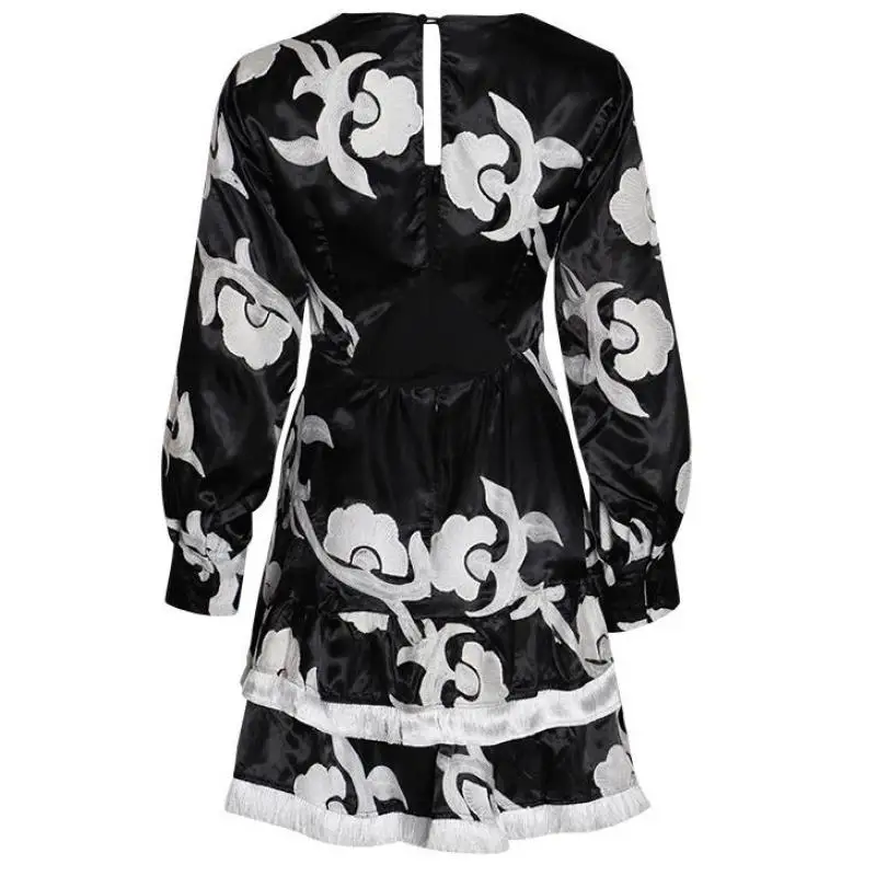 

Red RoosaRosee Designer Autumn Dress For Women Long Sleeve Sexy V Neck High Waist Mini Dresses Female Fashion