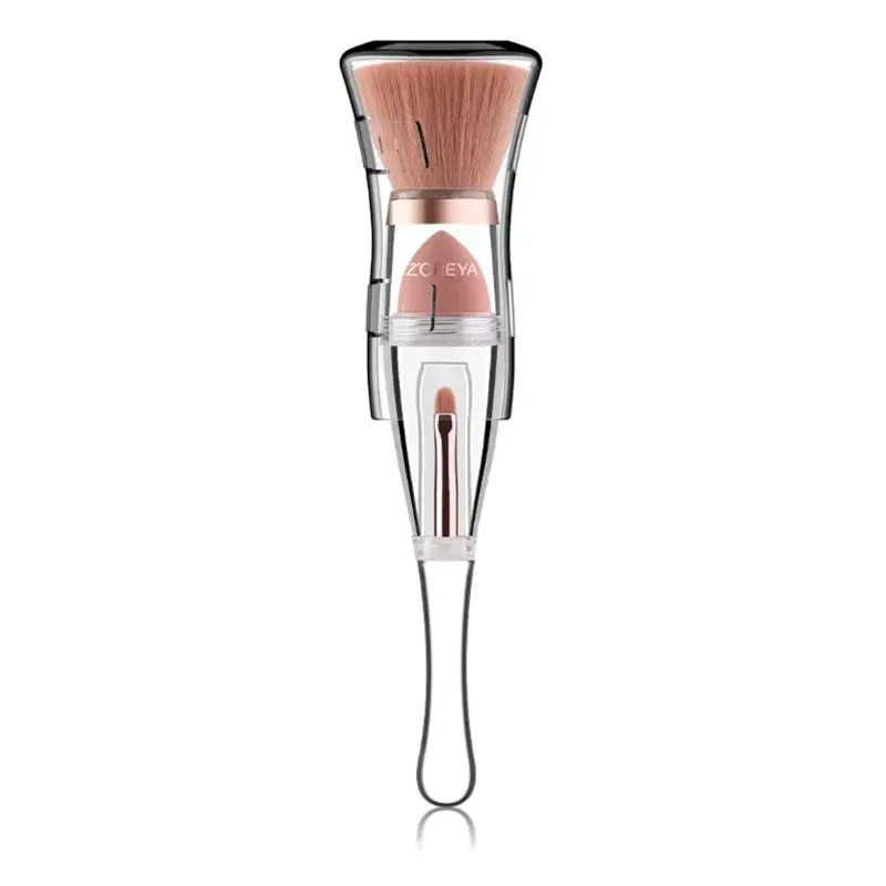 Zoreya 3 In 1 Face Makeup Brushes with Cover Lip Brush Blender Sponge Puff Flat Contour Brush Base Cosmetic Tools#11