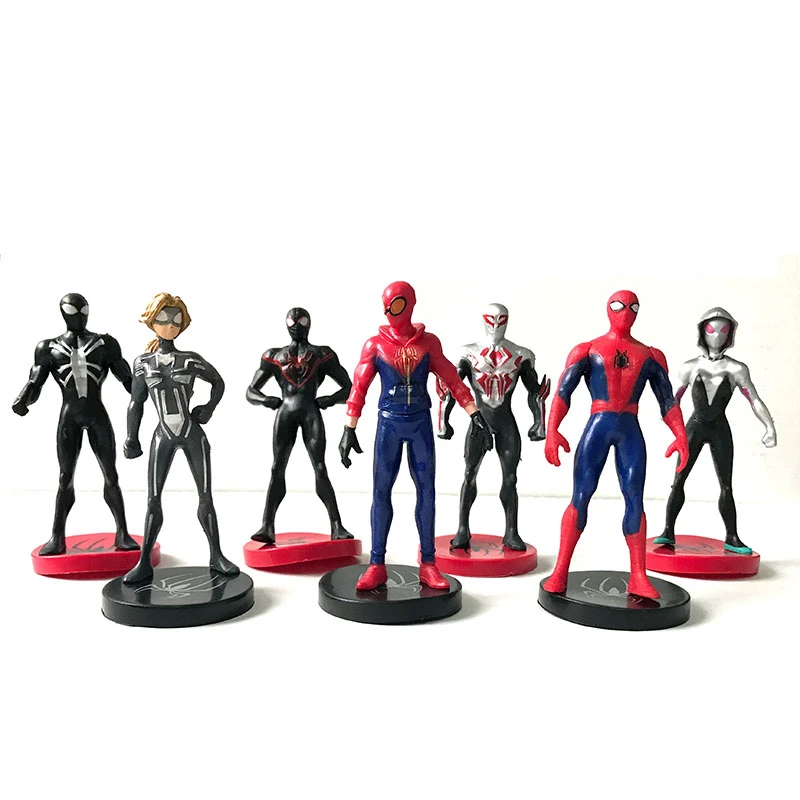 

7 Pcs Action Toy Figures spiderman noir spiderman figure black boneco vingadores Iron Man spiderman toy cake decoration model