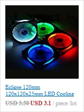 Eclipse 120 мм 120x120x25 мм светодиодный охлаждающий кулер для настольного компьютера, чехол, вентилятор с низким уровнем шума, бесшумный вентилятор для настольных компьютеров