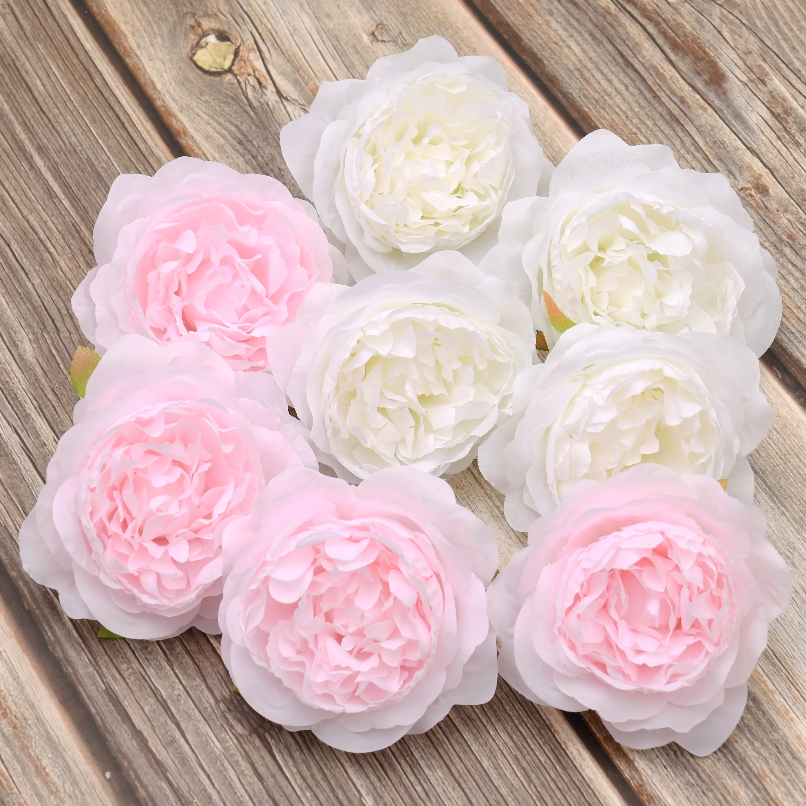 30pcslot10CMLargeArtificialWhitePeonyRoseSilkFlowerHeadsDIYWeddingDecorationWreath