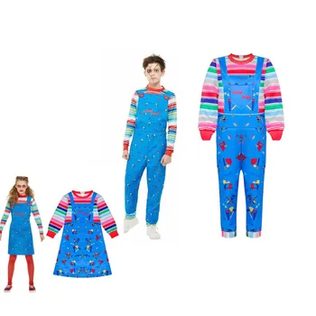 

Child's Play 2 Good Guys Ultimate Chucky Headgear +Jumpsuits dress Anime clothing halloween costumes for gilrs boys