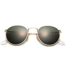 Стеклянные линзы, круглые солнцезащитные очки es для женщин и мужчин, брендовые дизайнерские маленькие винтажные Ретро солнцезащитные очки, очки для вождения, металлические очки UV400