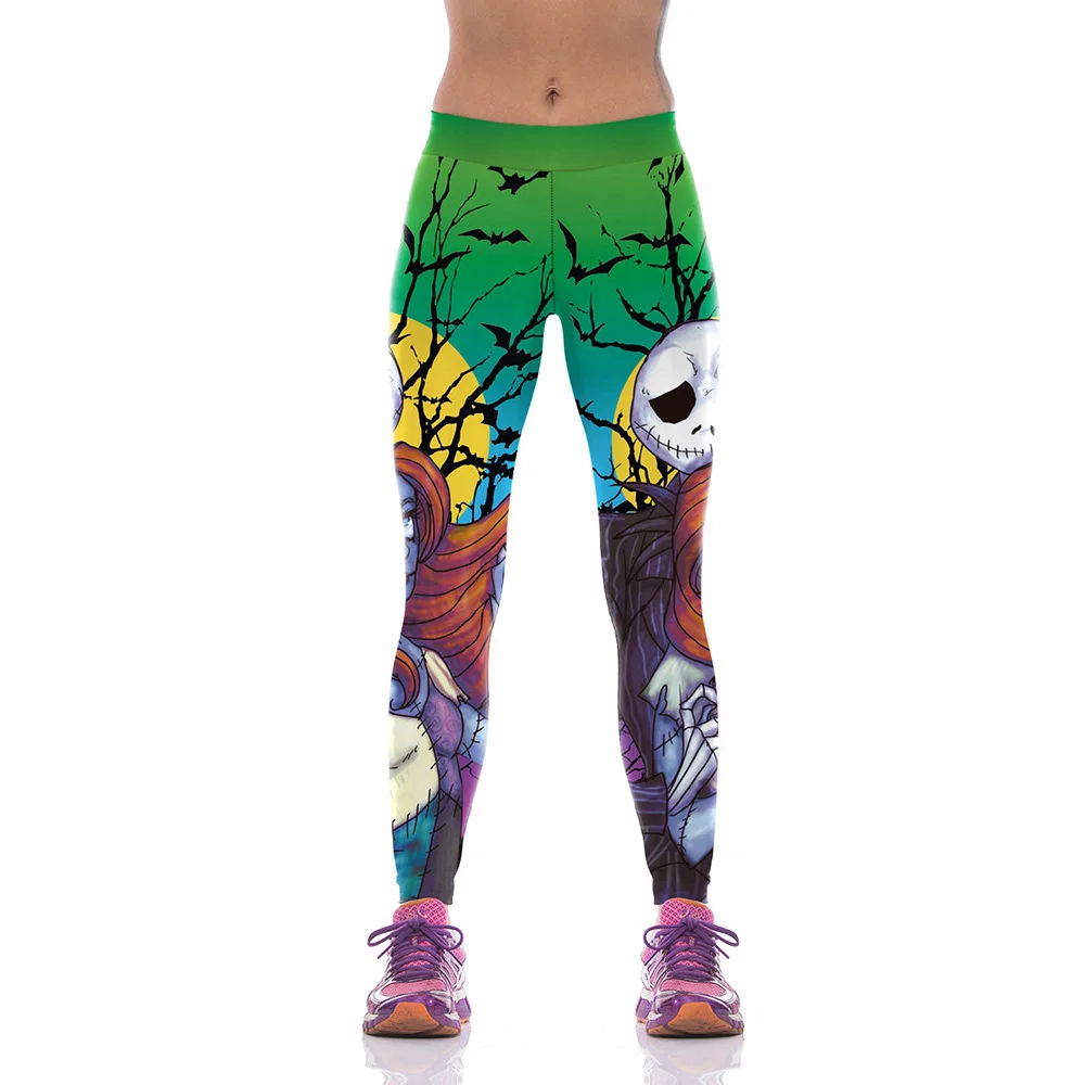 

Halloween WOMEN'S Dress Digital Printing Athletic Pants Europe And America Faux Corpse Bride Tight-Fit Stretch Pants