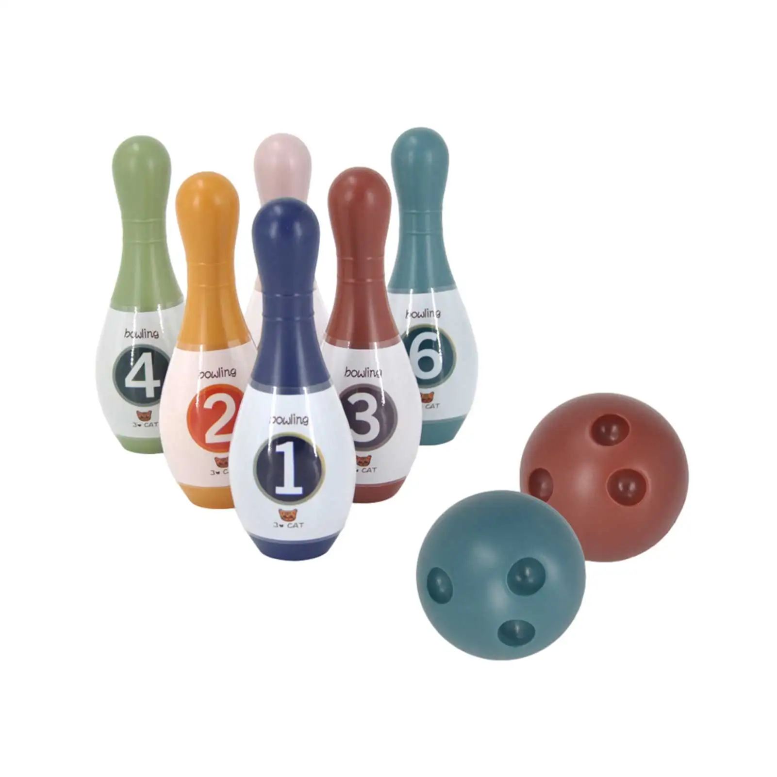 Kids Bowling Toys Bowl Game Toy Set 2 Bowling Balls And 6 Pins Indoor