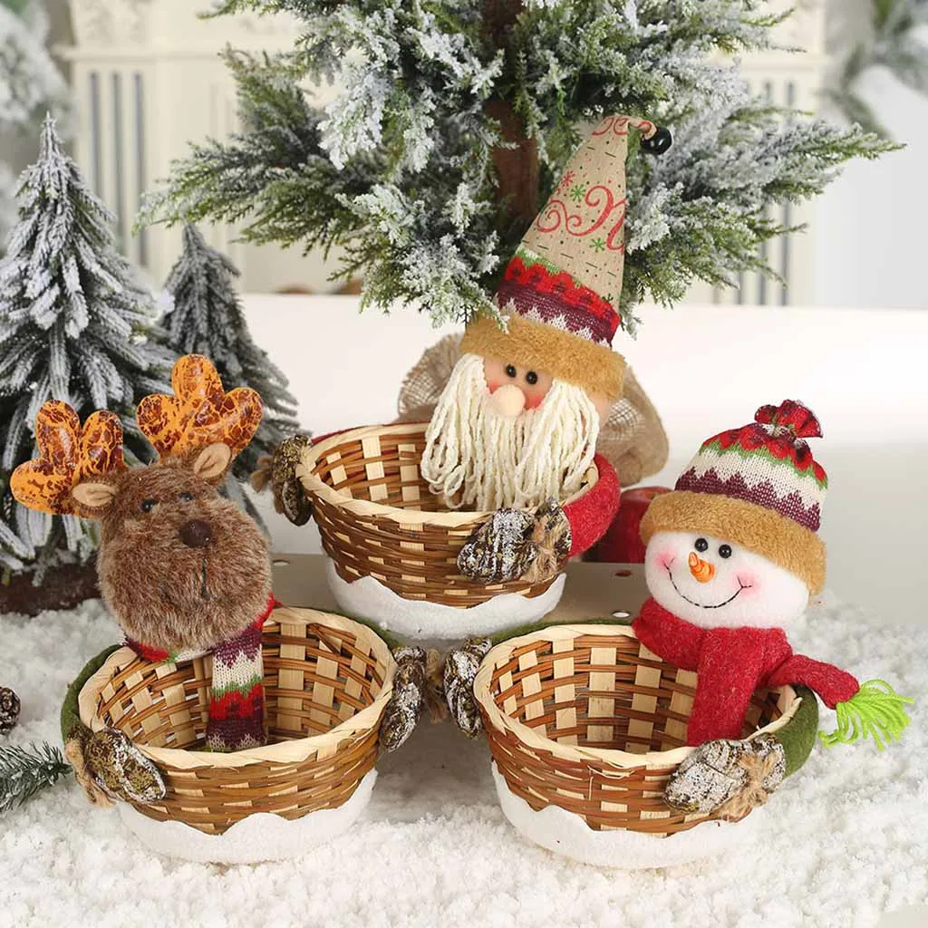 

Merry Christmas Candy Storage Basket Decoration Santa Claus Storage fruit Basket panier de rangement