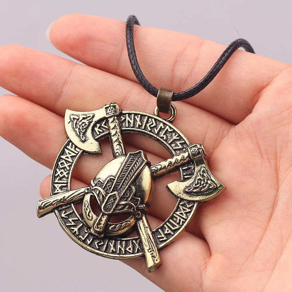 Viking мужчины Odin Ворон славянский амулет меч топор шлем кулон ожерелье Винтаж
