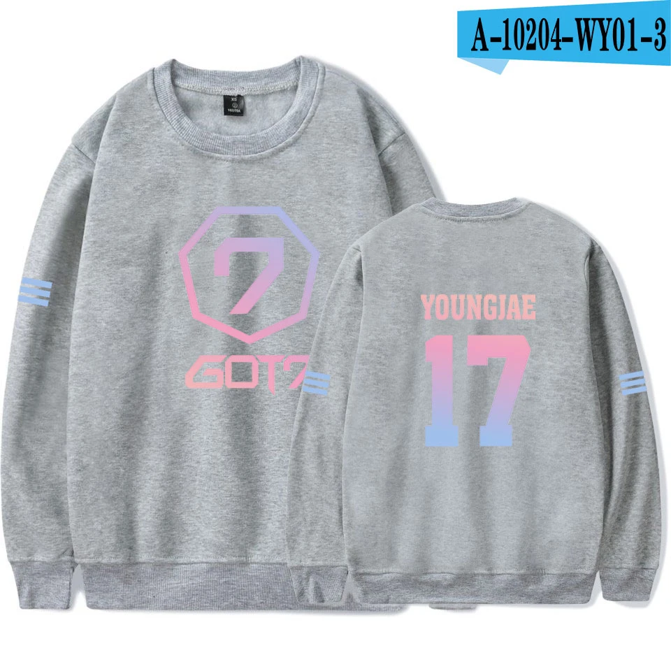 GOT7 Женская и мужская толстовка с капюшоном Harajuku Мужская/женская уличная Толстовка с длинным рукавом хип-хоп размера плюс одежда Прямая поставка - Цвет: gray