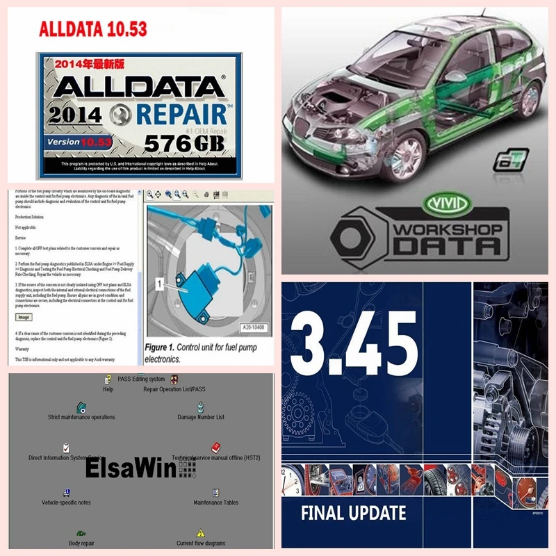 Installed Alldata 10.53 Vivid Workshop Data ElsaWin6.0 ATSG 2017 Auto.data 3.45 Mit.Chell Install Well on 2TB HDD READY FOR USE |
