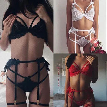 

New Sexy Lingerie Women Underwear Sleepwear Lace Bra Panties G-string Garter Set Fashion New Lingerie Sexy Lenceria For Women