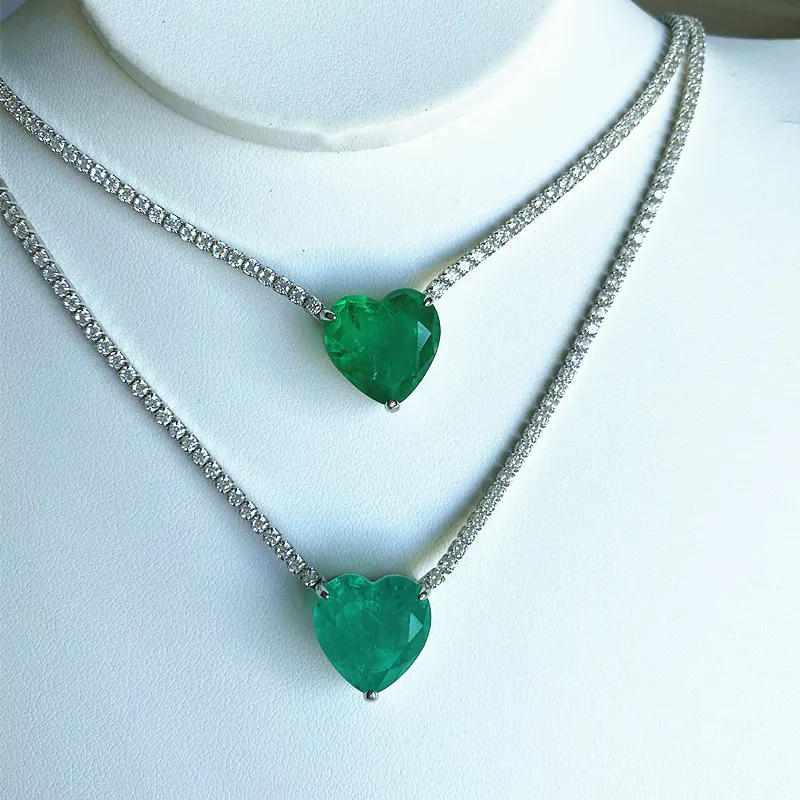 

Stones Necklace Jewelry Cubic Zirconia Carbon Paraiba Emerald Women Bag Gift 925 Sterling Silver Whole Stone Chain Zircon Unique