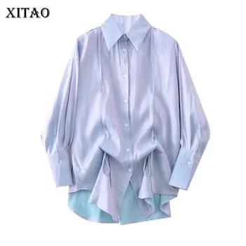 

XITAO Fashion Drawstring Womens Tops and Blouses Spring 2020 Minority Shirt Personality Loose Women Clothes Streetwear XJ3958