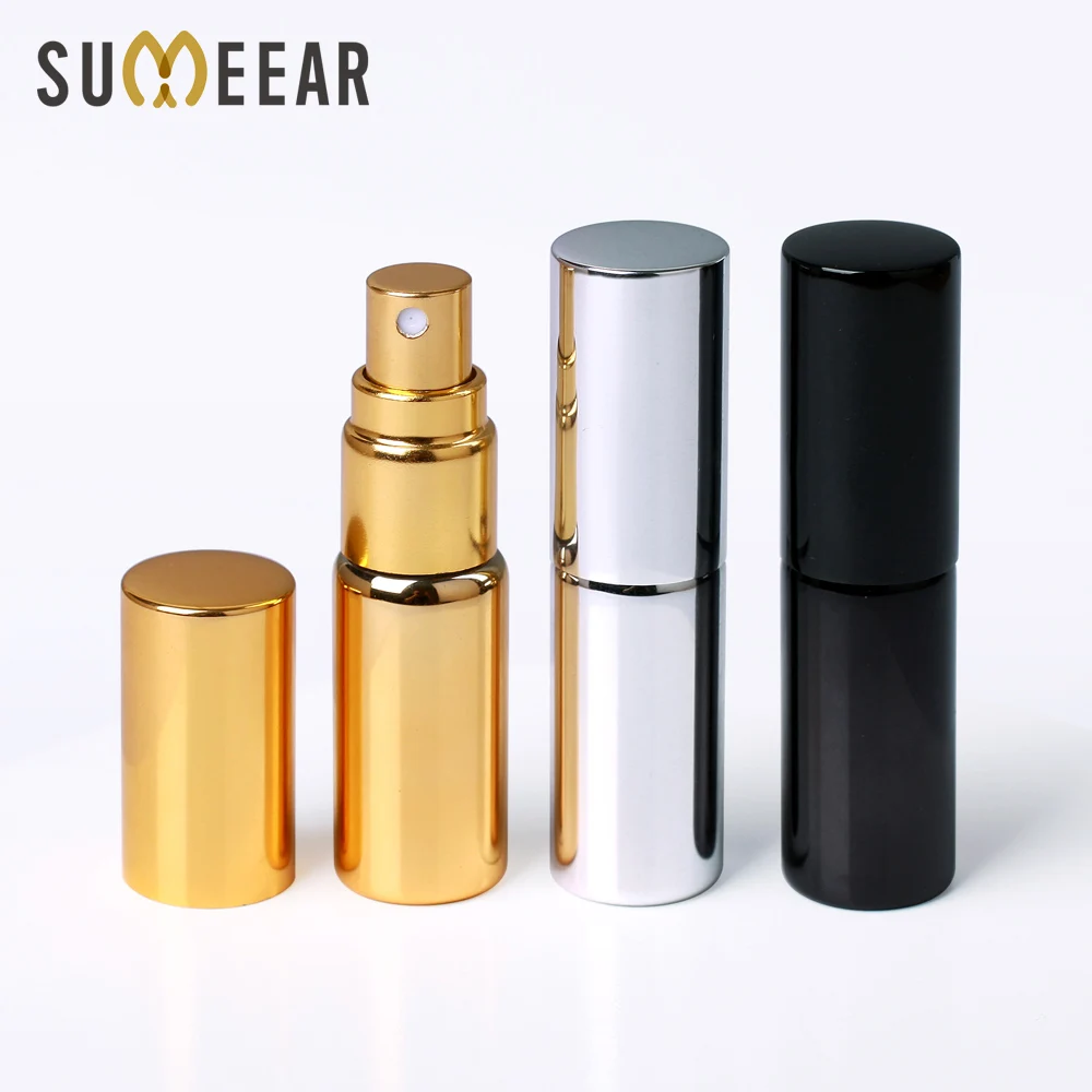 100Pieces/Lot 5ML Portable UV Glass Refillable Perfume Bottle With Aluminum Atomizer Spray Bottles Sample Empty Containers