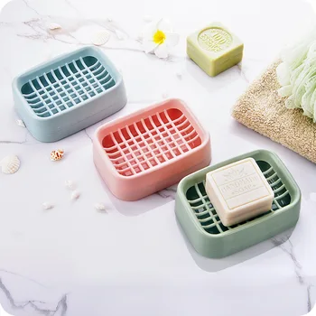 

T Bathroom Double Layer Water Draining Soap Dish Plastic Handmade zao jia Soap Box Soap Holder Grid Soap