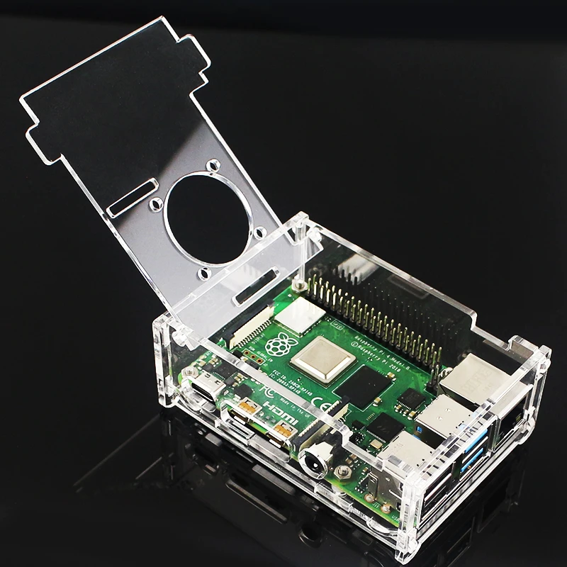 Raspberry Pi 4 акриловый чехол-коробка Raspberry Pi 4B прозрачный корпус с охлаждающим вентилятором для Raspberry Pi 4 Модель B
