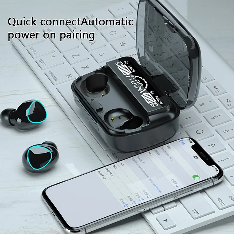 TRAVOR Wireless Bluetooth Earphones with Charging Box Wireless Headphone 9D Stereo Sports Waterproof Earbuds Headsets