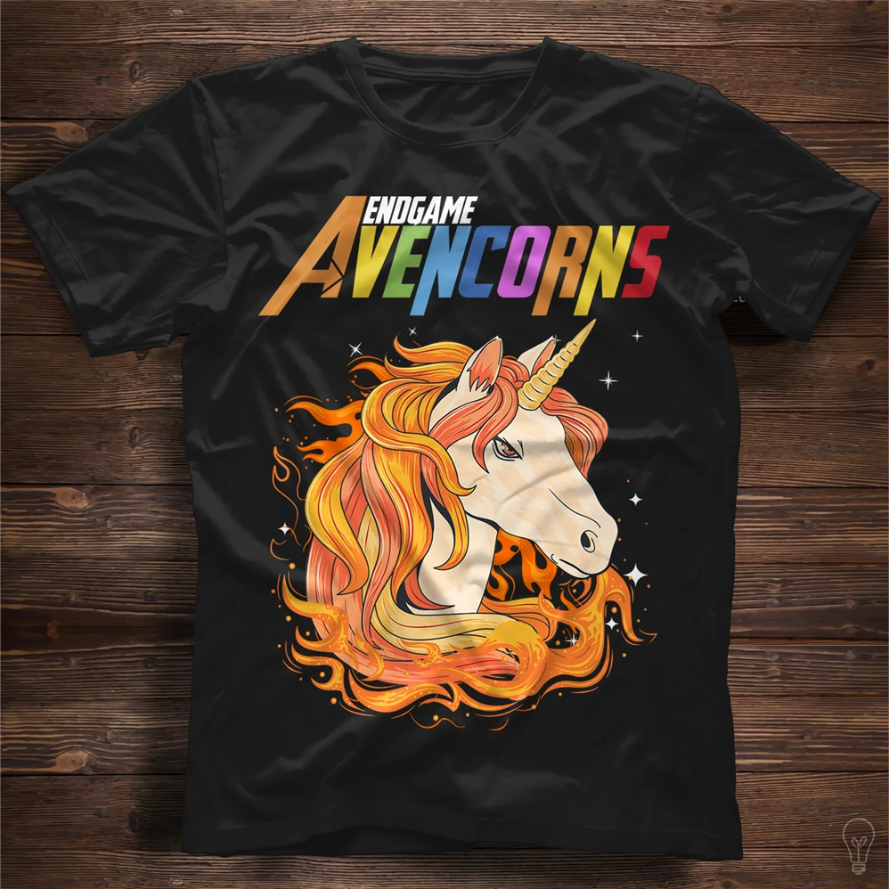 Avencorns Endgame-фантастическая рубашка с единорогом черная футболка унисекс подарок 03