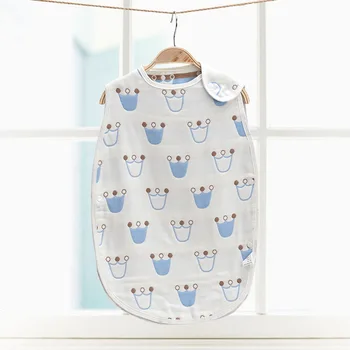 

45*80cm Baby Cartoon Muslin Vest Style Sleepsacks Children Breathable Gauze Cartoon Sleeveless Sleepwear for Four Seasons
