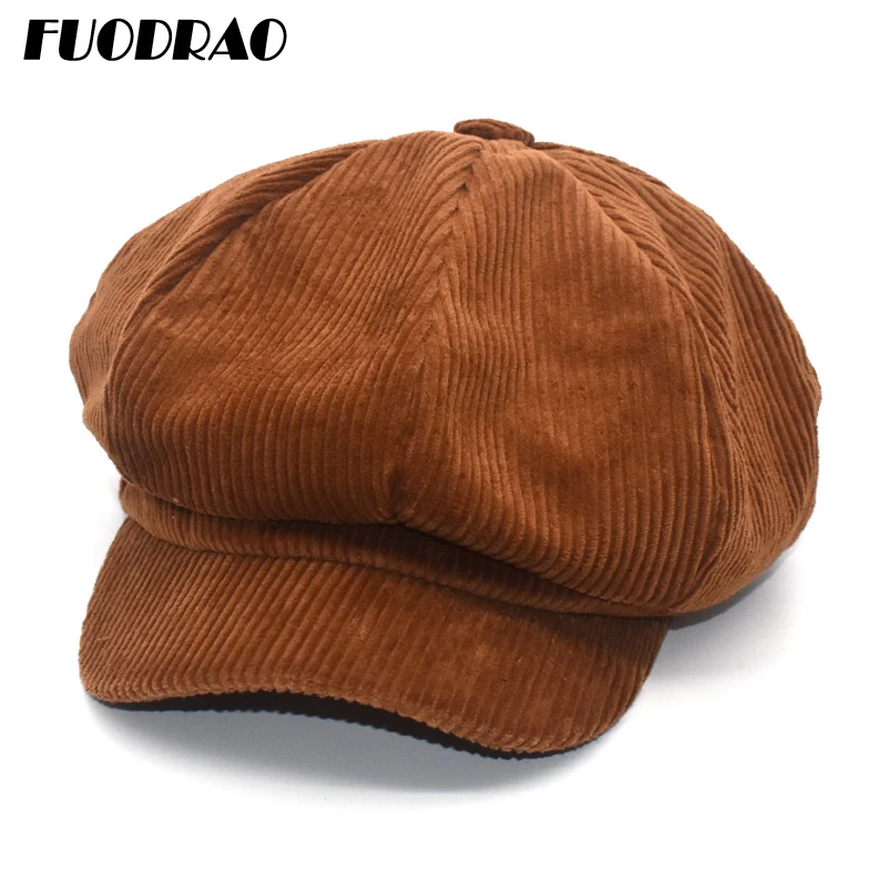Newsboy Octagonal Hat Women Corduroy Newsboy Hat Women Vintage Hat