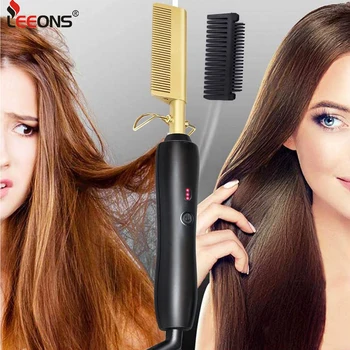 

Leeons New Electric Hot Comb Straightener Hot Electric Comb Brush Heating Hot Combs Smooth Iron Straightening Brush Wet/Dry Hair