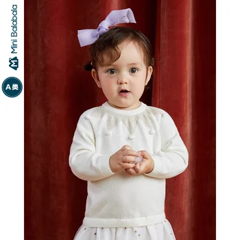 

Minibala Baby girl long sleeve sweater 2020 autumn new sweater comfortable lapel sweater