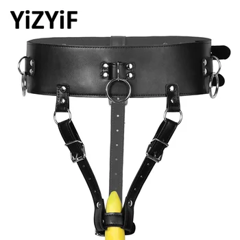 

Women Panties Orgasm Belt PU Leather Forced Orgasm Belt Female Chastity Belt Magic Wand Holder Bondage Restraints Harness Couple