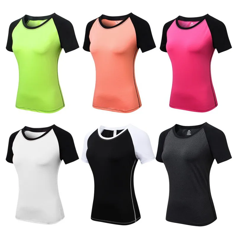Быстросохнущие женские футболки с круглым вырезом для бега, фитнес-футболки, летняя уличная спортивная эластичная одежда, топы для йоги, спортзала, фитнеса, кутюр, спортивная одежда