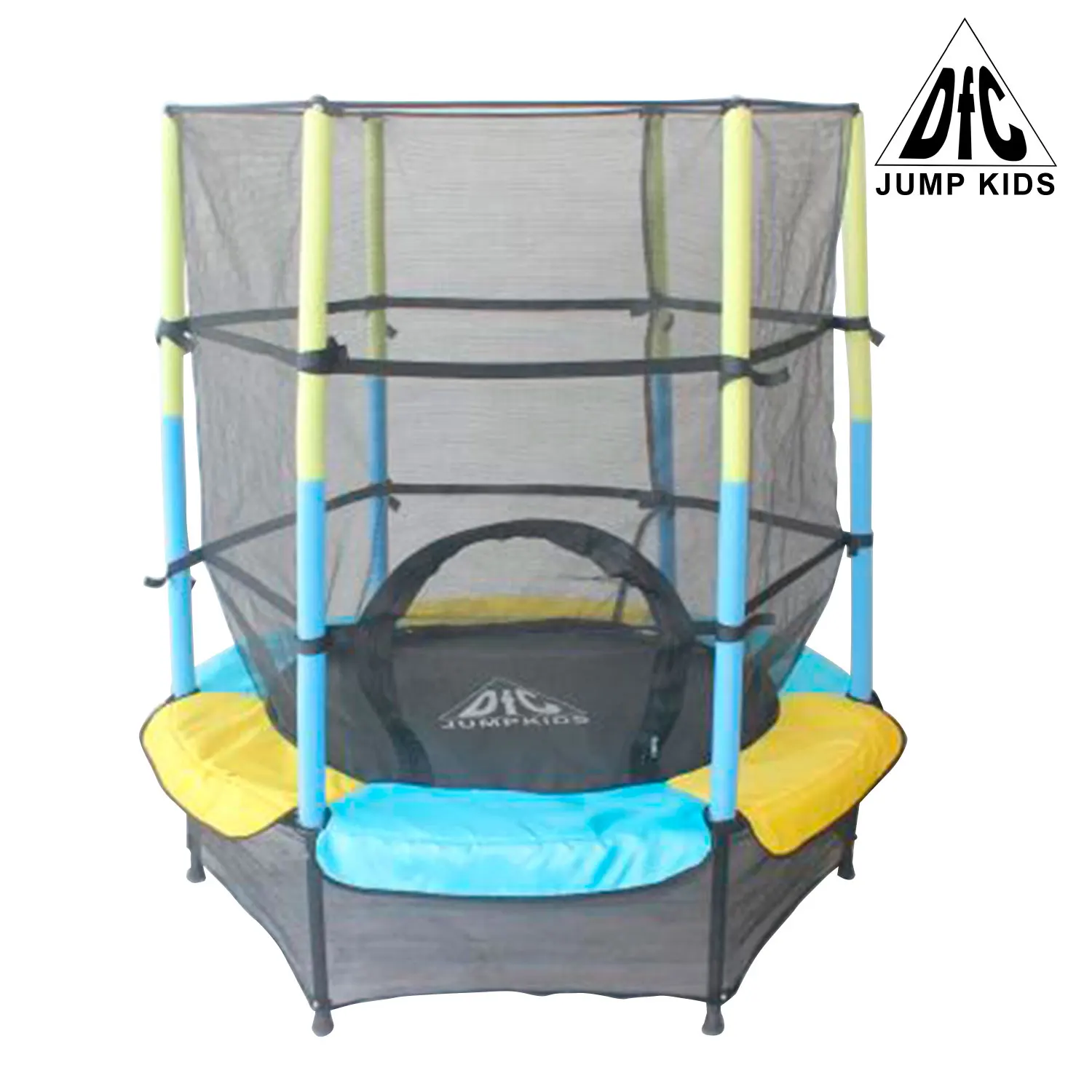 Батут DFC JUMP KIDS 55" желтый/синий с сеткой 55INCH-JD-YB | Спорт и развлечения