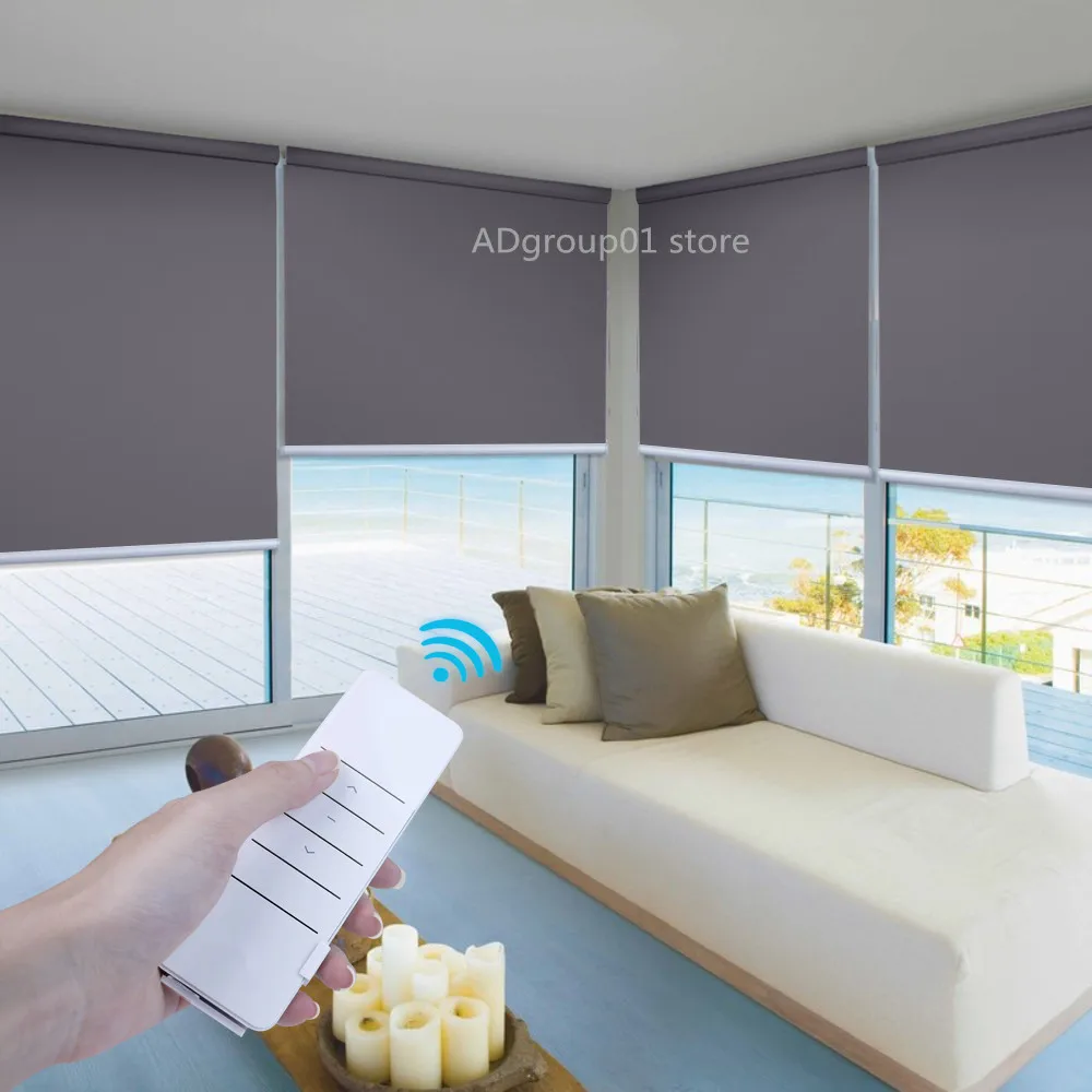 Motorized Electric Auto Blackout Roller Blinds Wireless Rechargeable Blind Shade Remote Voice Control Window Shades Smart Alexa Google Home Compatible 1