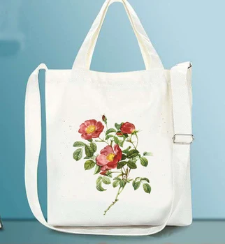 

Women Corduroy Shoulder Crossbody Bags Female Eco Cloth Handbag Large Capacity Zipper Totes Flower Plant Print Messenger Bag