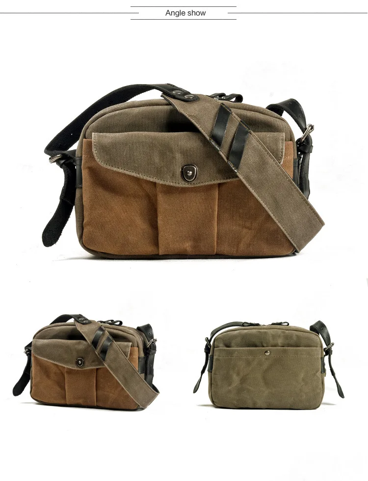 Army Green of Vintage Waxed Canvas Messenger Bag