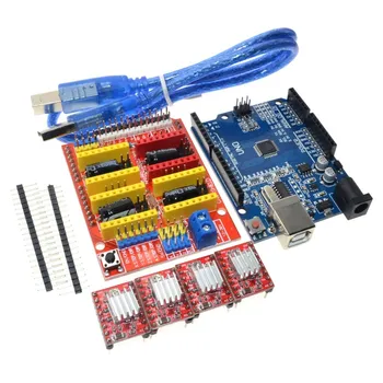 

CNC shield v3 engraving machine 3D Printer+ 4pcs A4988 driver expansion board UNO R3 with USB cable for Arduino