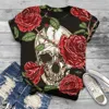 Tops Women Graphic T Shirts Plus Size Women Short Sleeve Skull Printed O-Neck Tops T-Shirt