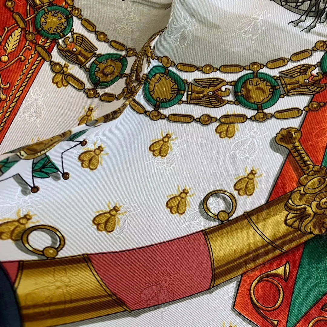 Модные жаккардовые шелковые Саржевые шарфы с рисунком пчелы, платок, хиджаб, роскошные аксессуары для одежды 90*90 см