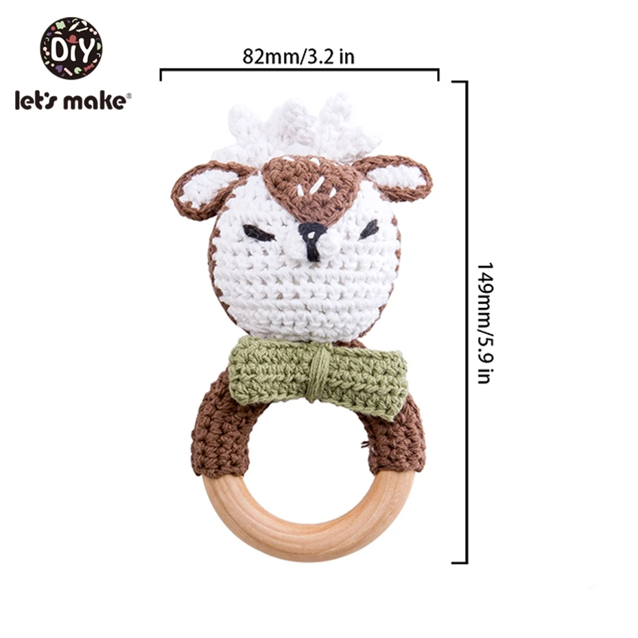 Let's Make Food Grade Silicone Wooden Teether Baby Pacifier Chain Pram Crib DIY Customized Soother Baby Teether Rattle Set Toys
